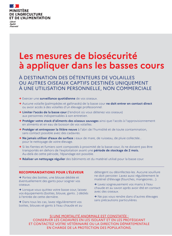 Mesures De Biosécurité A Appliquer Dans Les Basses Cours A Destination Des Détenteurs De Volailles Ou Autres Oiseaux Captifs